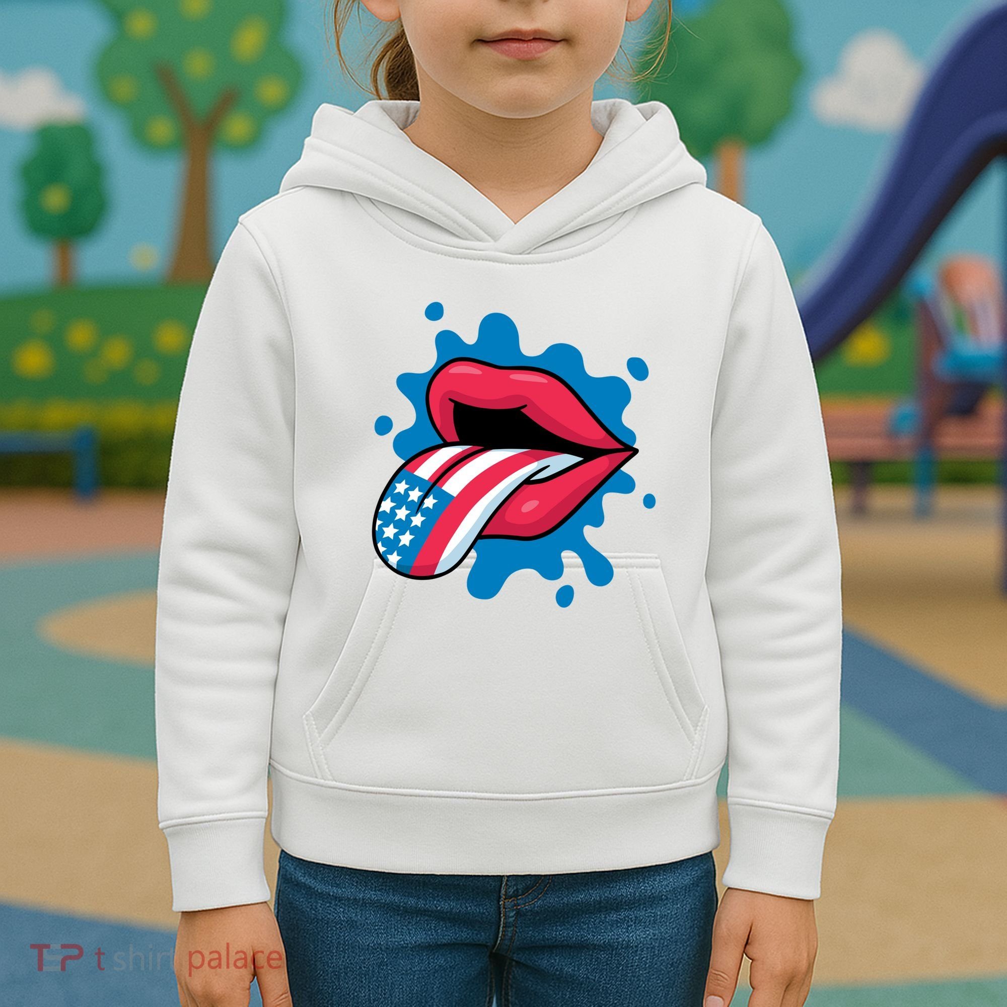 American Flag Tongue Kids Hoodie