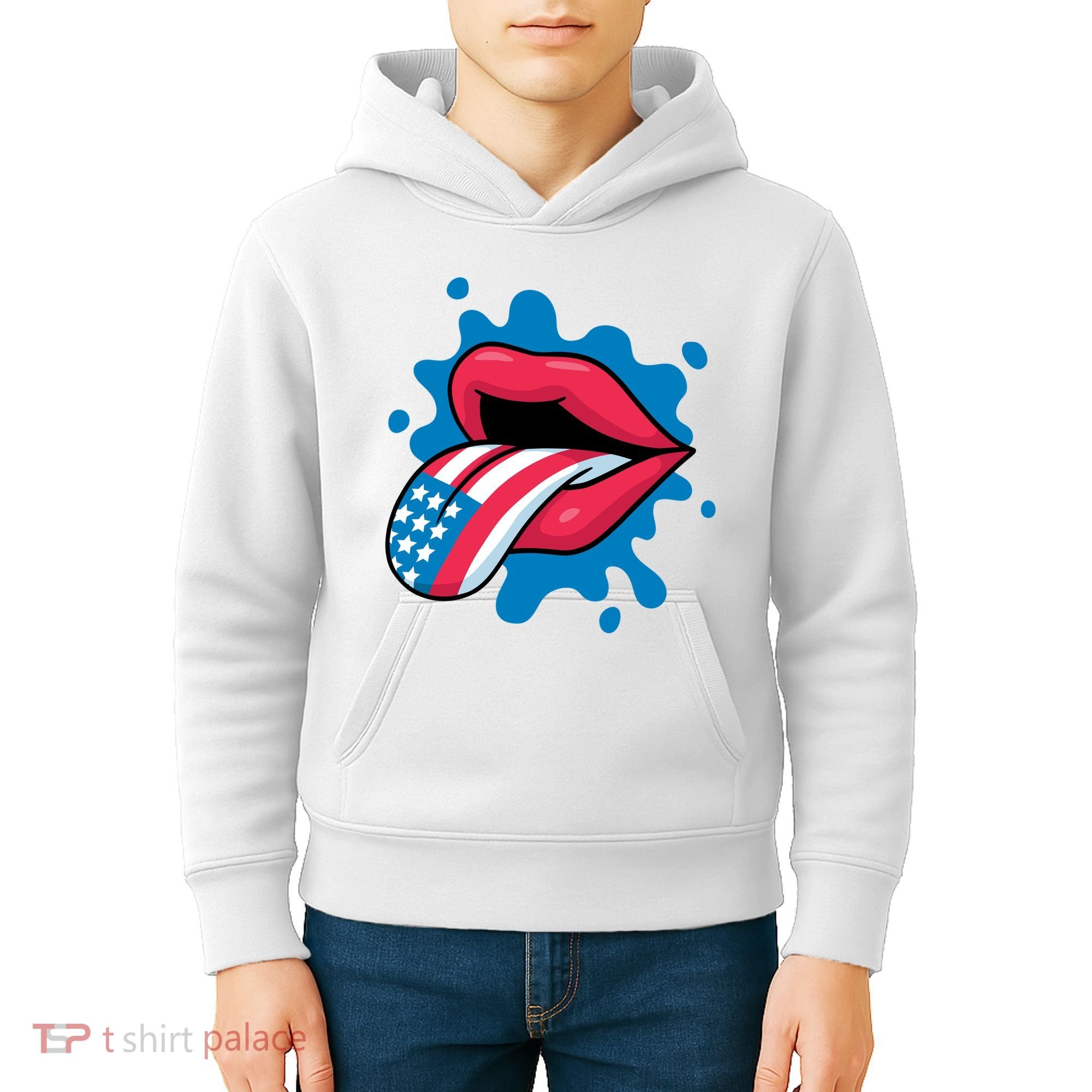 American Flag Tongue Kids Hoodie
