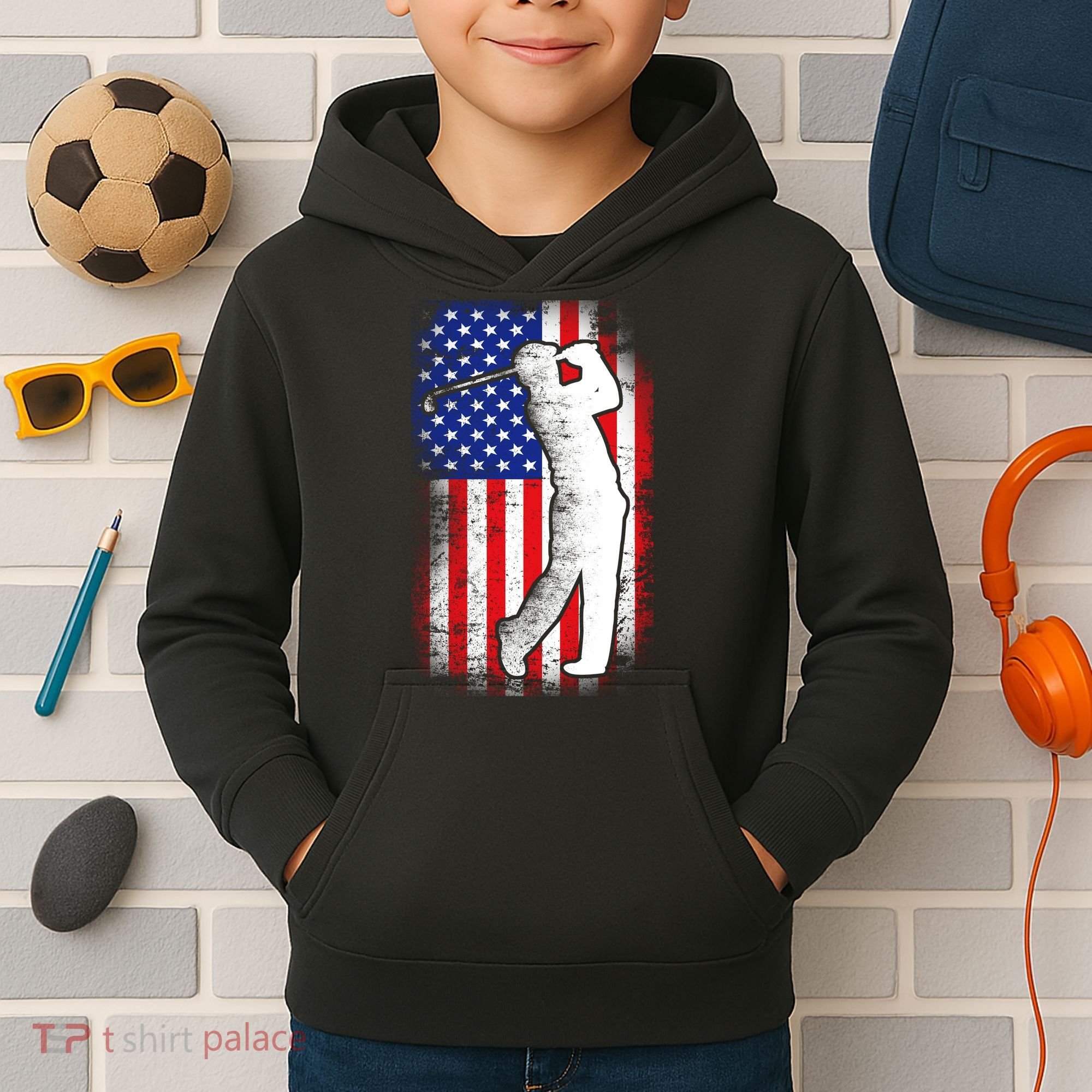 American Golf Flag Kids Hoodie
