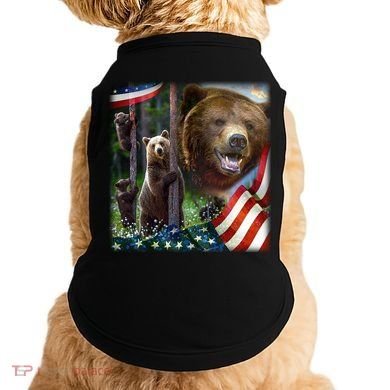 American Grizzly American Flag Bear Family Doggie Tank