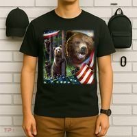 American Grizzly American Flag Bear Family T-Shirt thumb 6