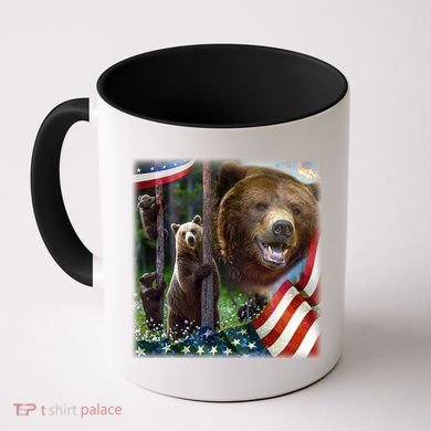 American Grizzly American Flag Bear Family Coffee Mug