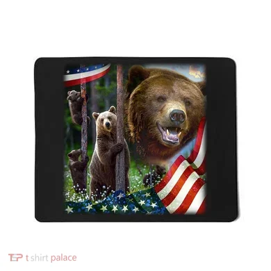 American Grizzly American Flag Bear Family Mousepad