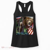 American Grizzly American Flag Bear Family Women's Tank Top thumb 0