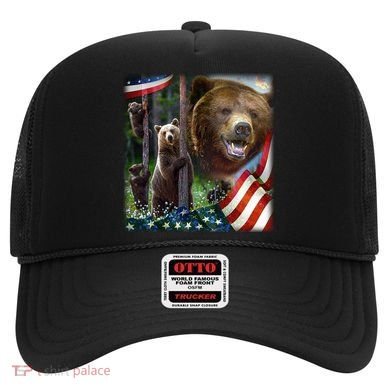 American Grizzly American Flag Bear Family Hat
