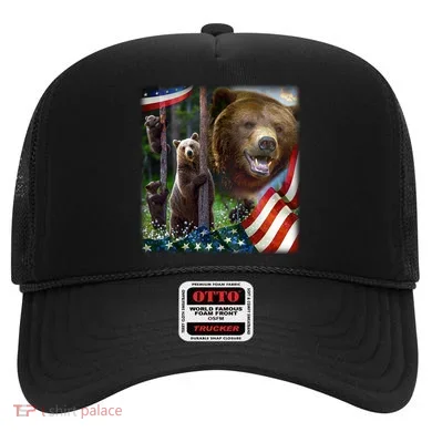 American Grizzly American Flag Bear Family Hat