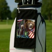 American Grizzly American Flag Bear Family Golf Towel thumb 2