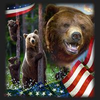 American Grizzly American Flag Bear Family Golf Towel thumb 3
