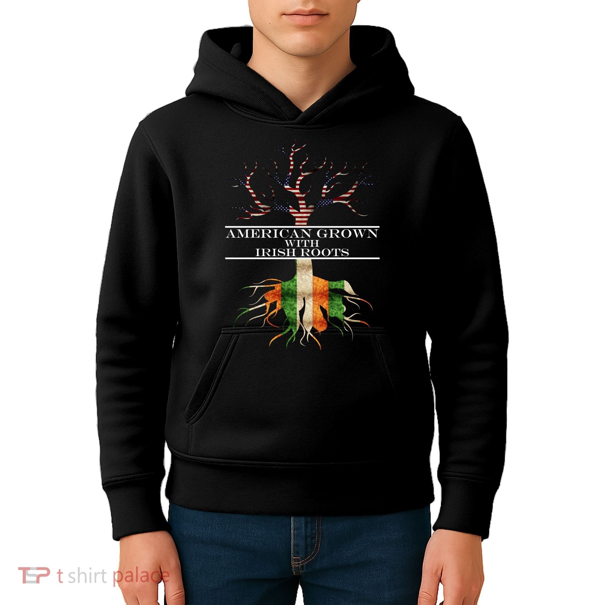 American Grown With Irish Roots Kids Hoodie