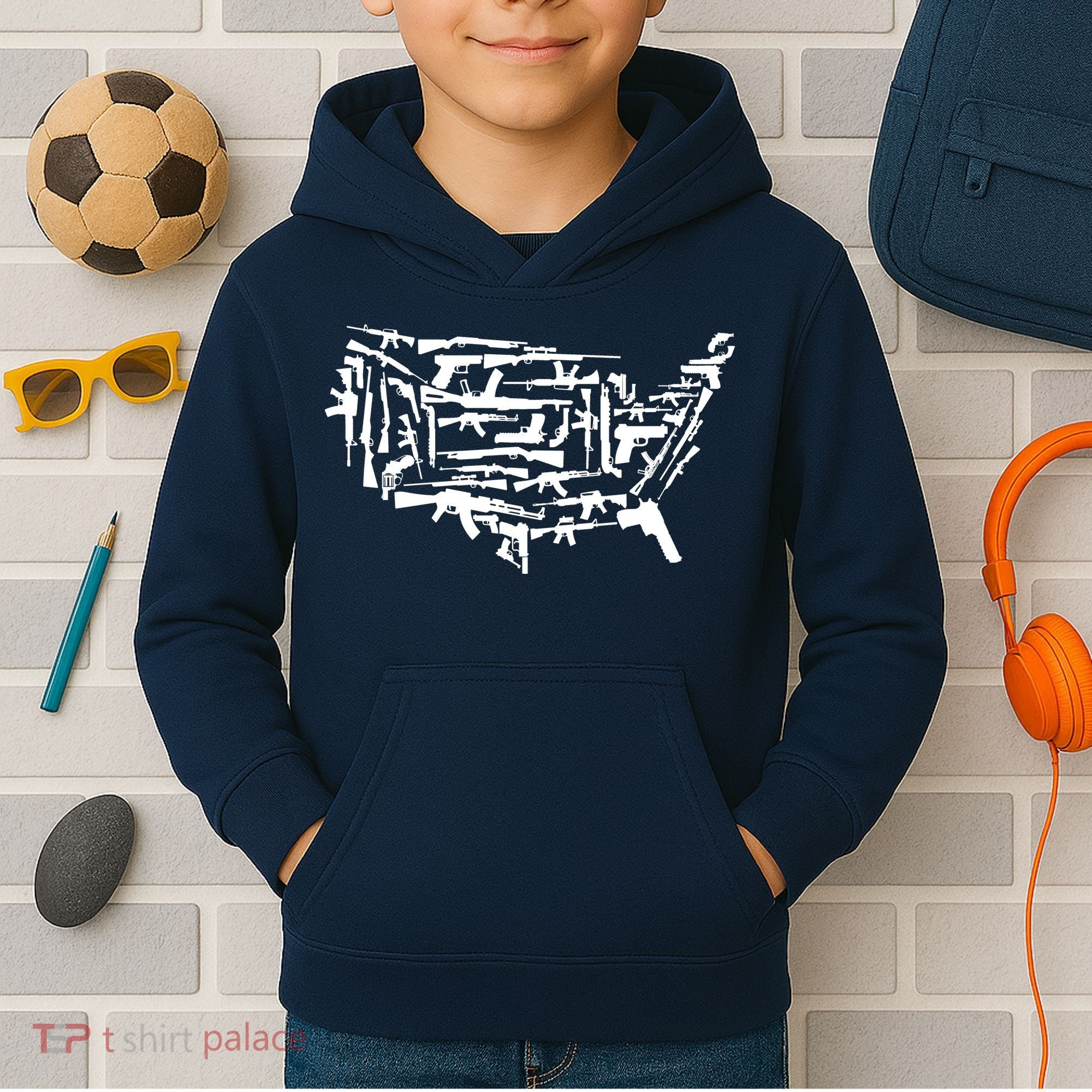 American Gun Map Kids Hoodie