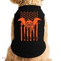American Halloween Pumpkin Bat USA Flag Doggie Tank thumb 0
