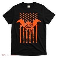 American Halloween Pumpkin Bat USA Flag T-Shirt thumb 0