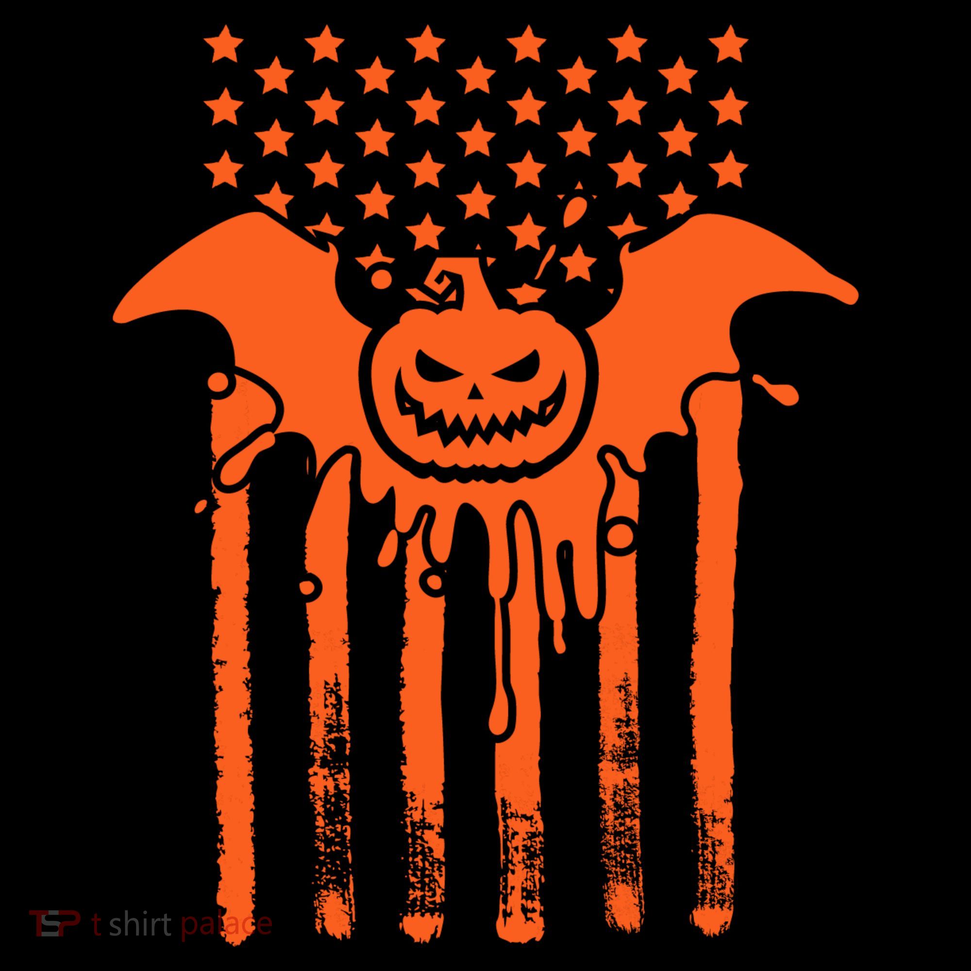 American Halloween Pumpkin Bat USA Flag Women's Tank Top
