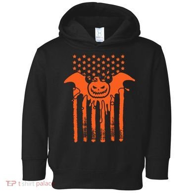 American Halloween Pumpkin Bat USA Flag Toddler Hoodie