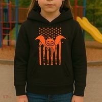 American Halloween Pumpkin Bat USA Flag Kids Hoodie thumb 3