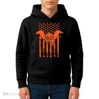 American Halloween Pumpkin Bat USA Flag Kids Hoodie thumb 4