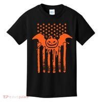 American Halloween Pumpkin Bat USA Flag Kids T-Shirt thumb 0
