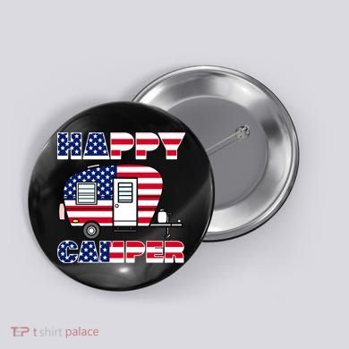 American Happy Camper USA Button
