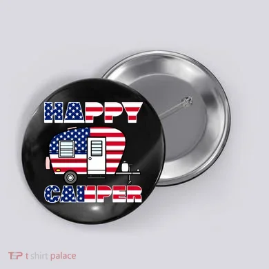 American Happy Camper USA Button
