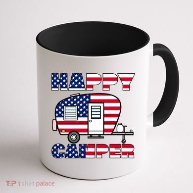 American Happy Camper USA Coffee Mug back