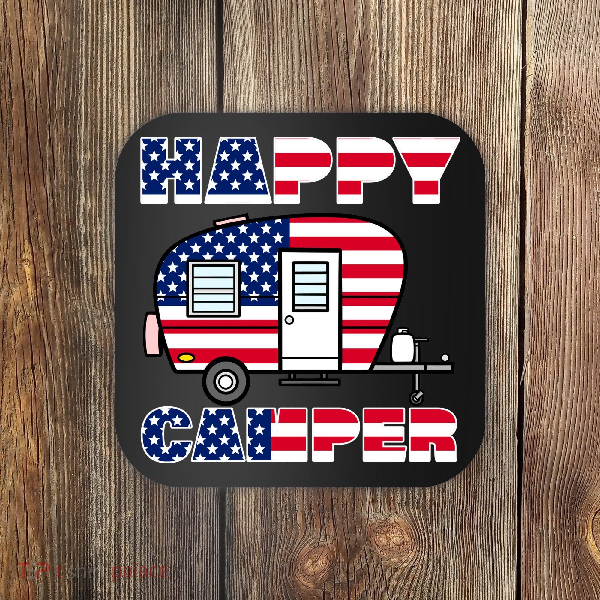 American Happy Camper USA Coaster