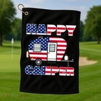 American Happy Camper USA Golf Towel thumb 1