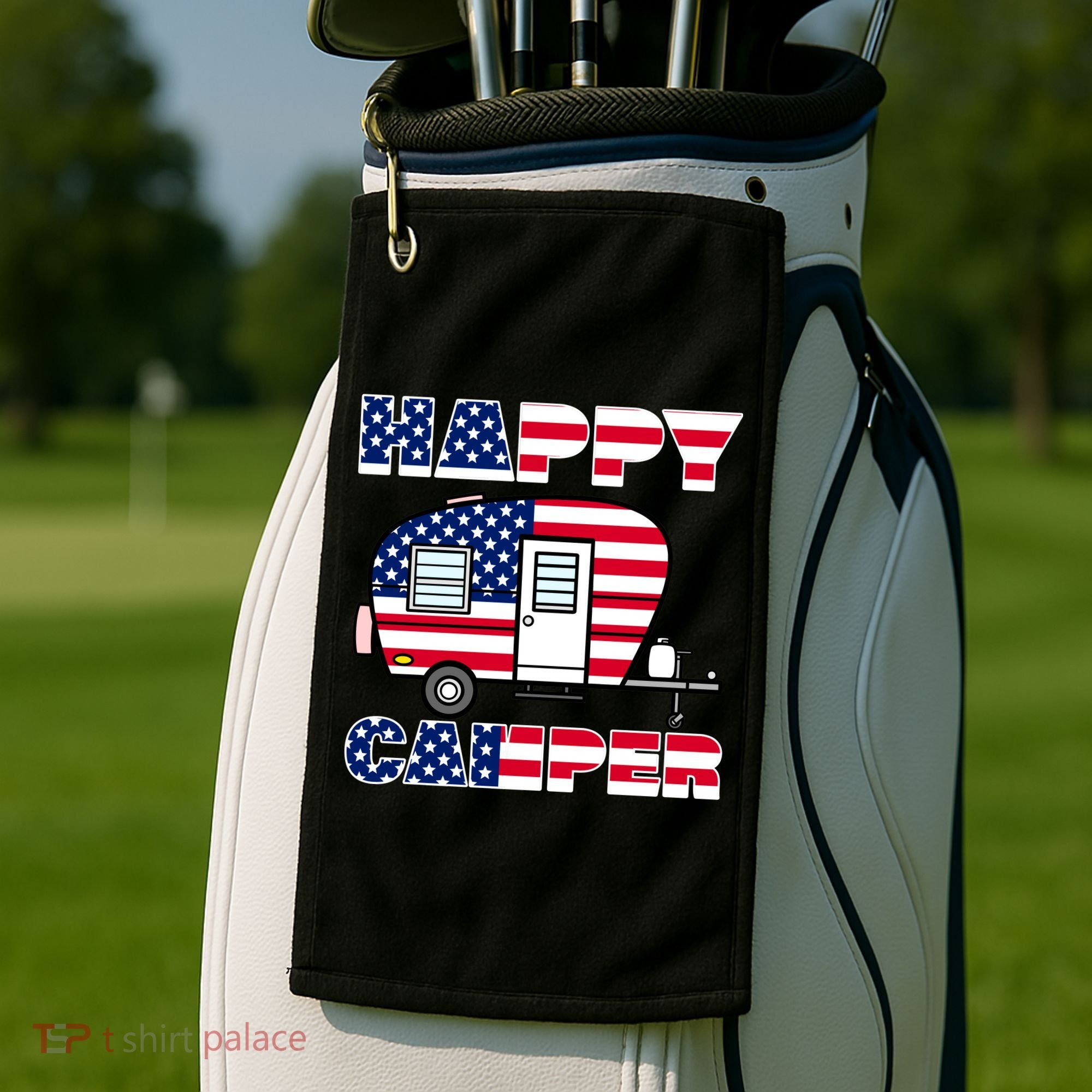 American Happy Camper USA Golf Towel