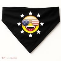 American Hippie Smiley Face USA-Made Doggie Bandana thumb 0