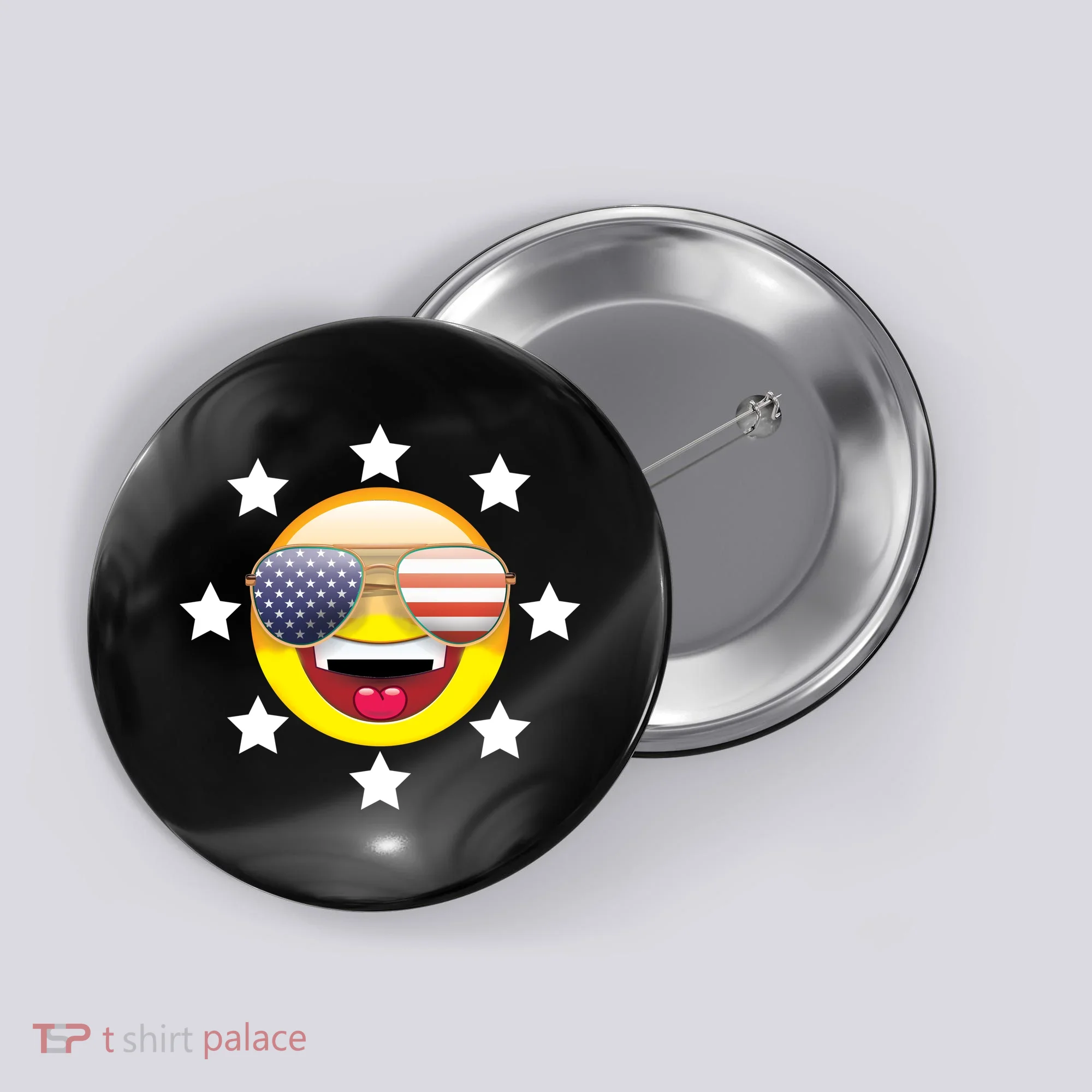 American Hippie Smiley Face Button