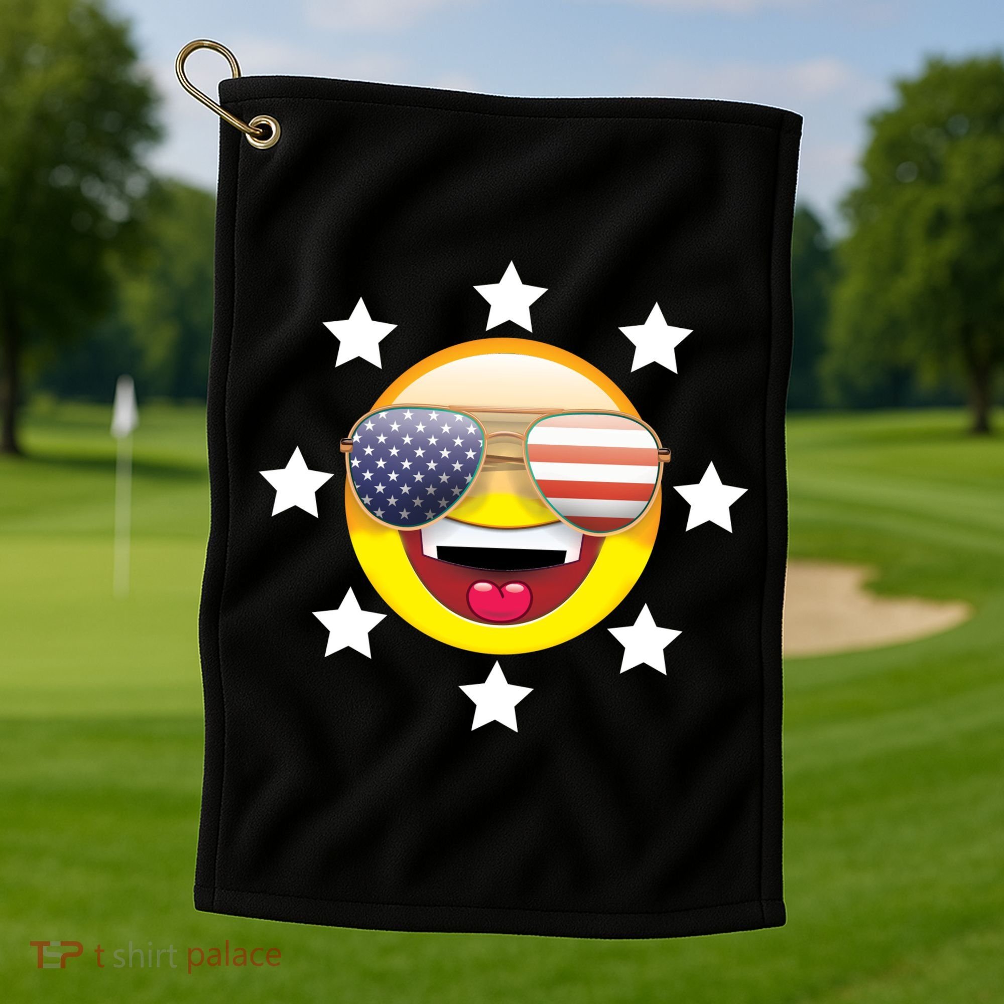 American Hippie Smiley Face Golf Towel