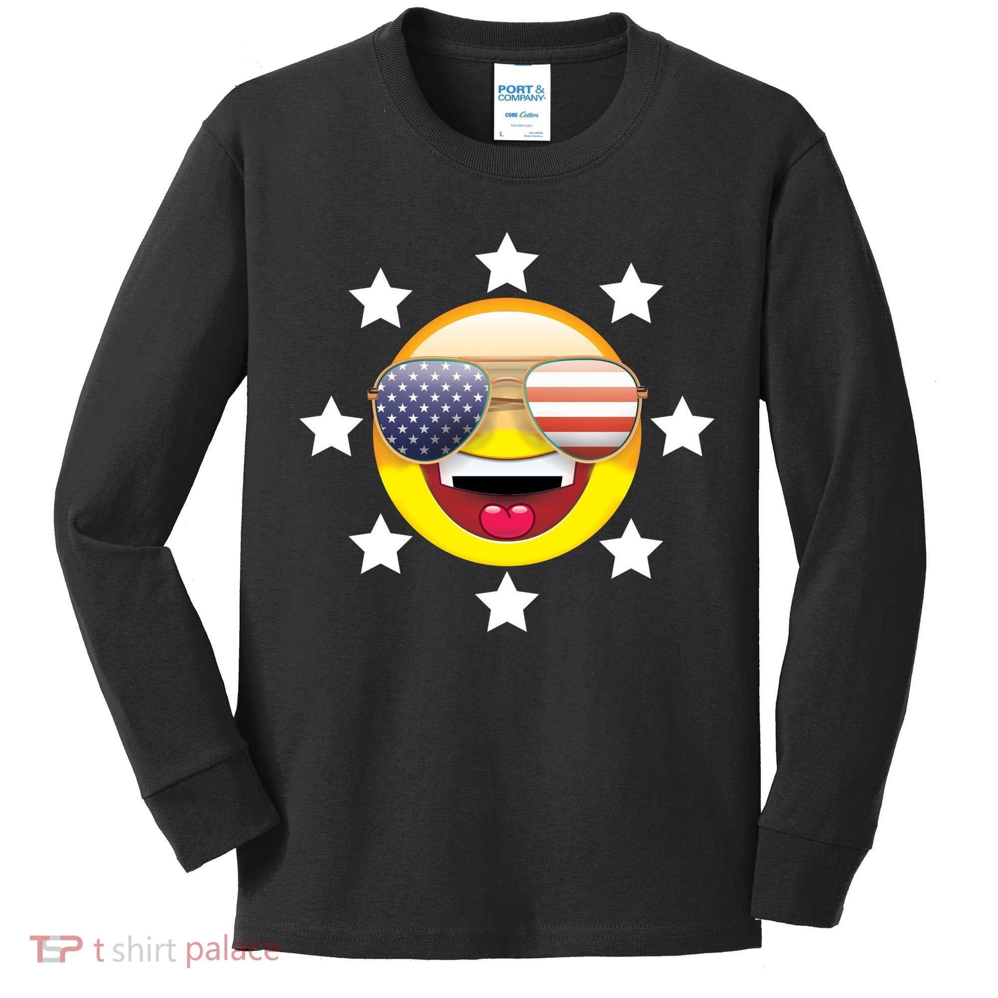 American Hippie Smiley Face Kids Long Sleeve Shirt