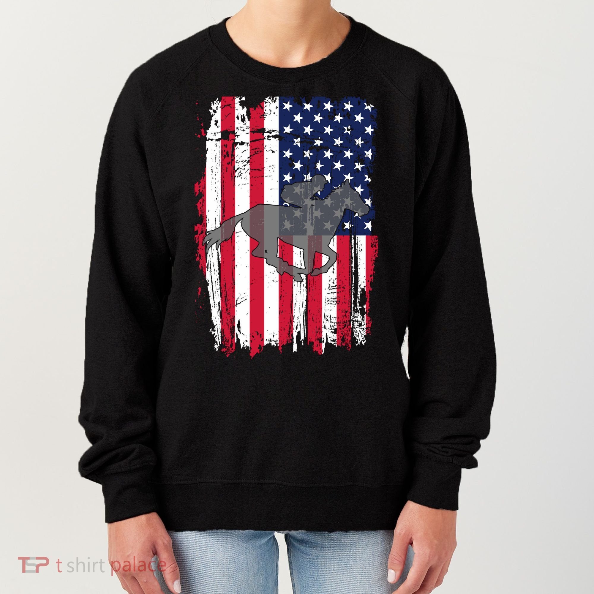 American Horse Racing Flag Women's Sweatshirt