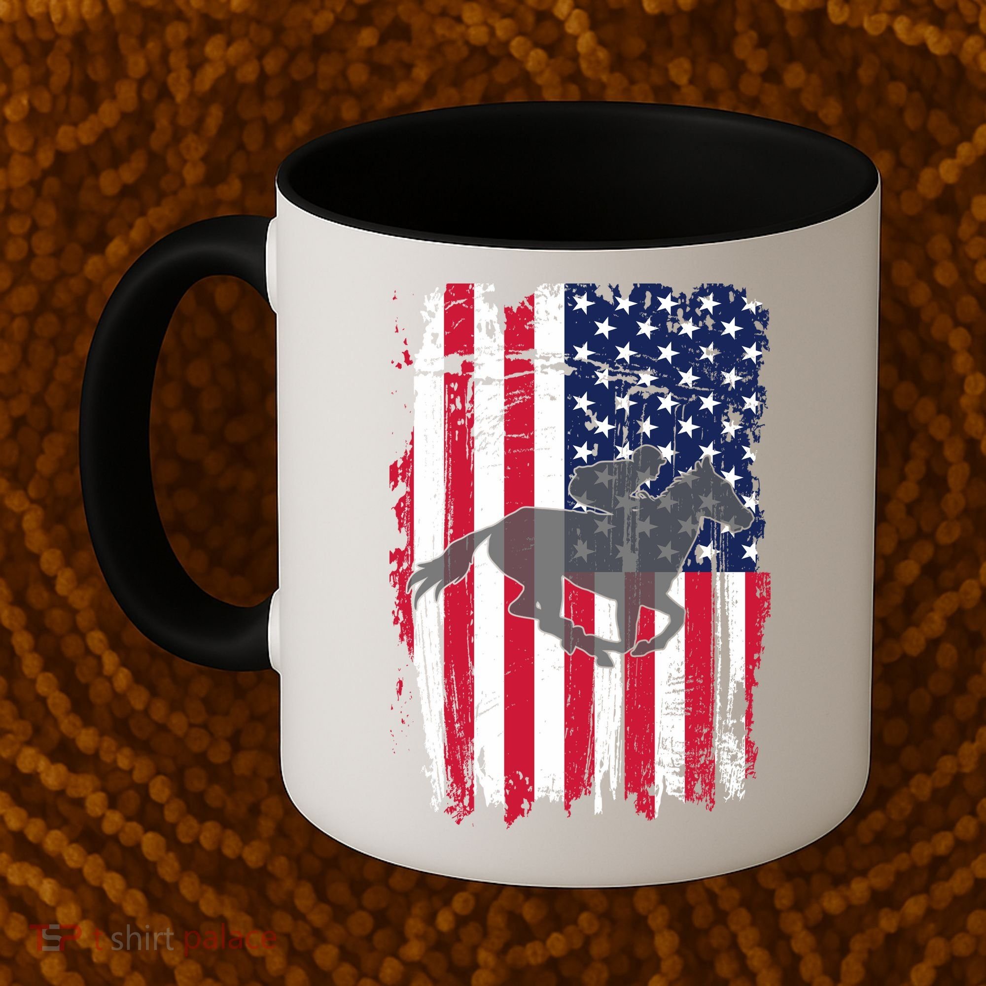 American Horse Racing Flag Coffee Mug