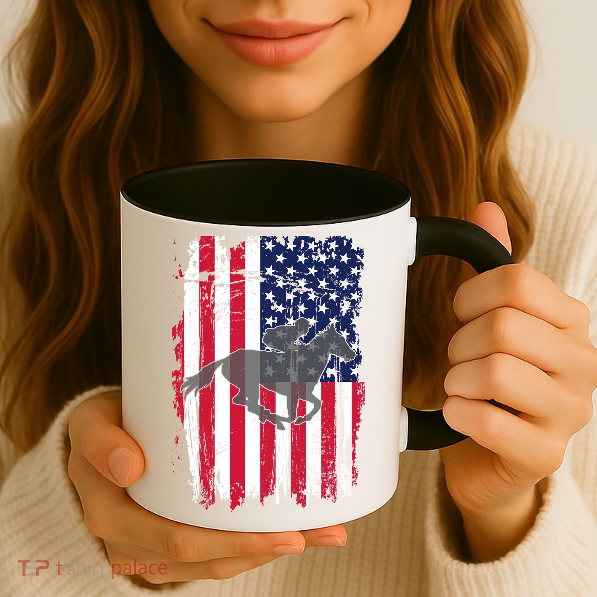 American Horse Racing Flag Coffee Mug