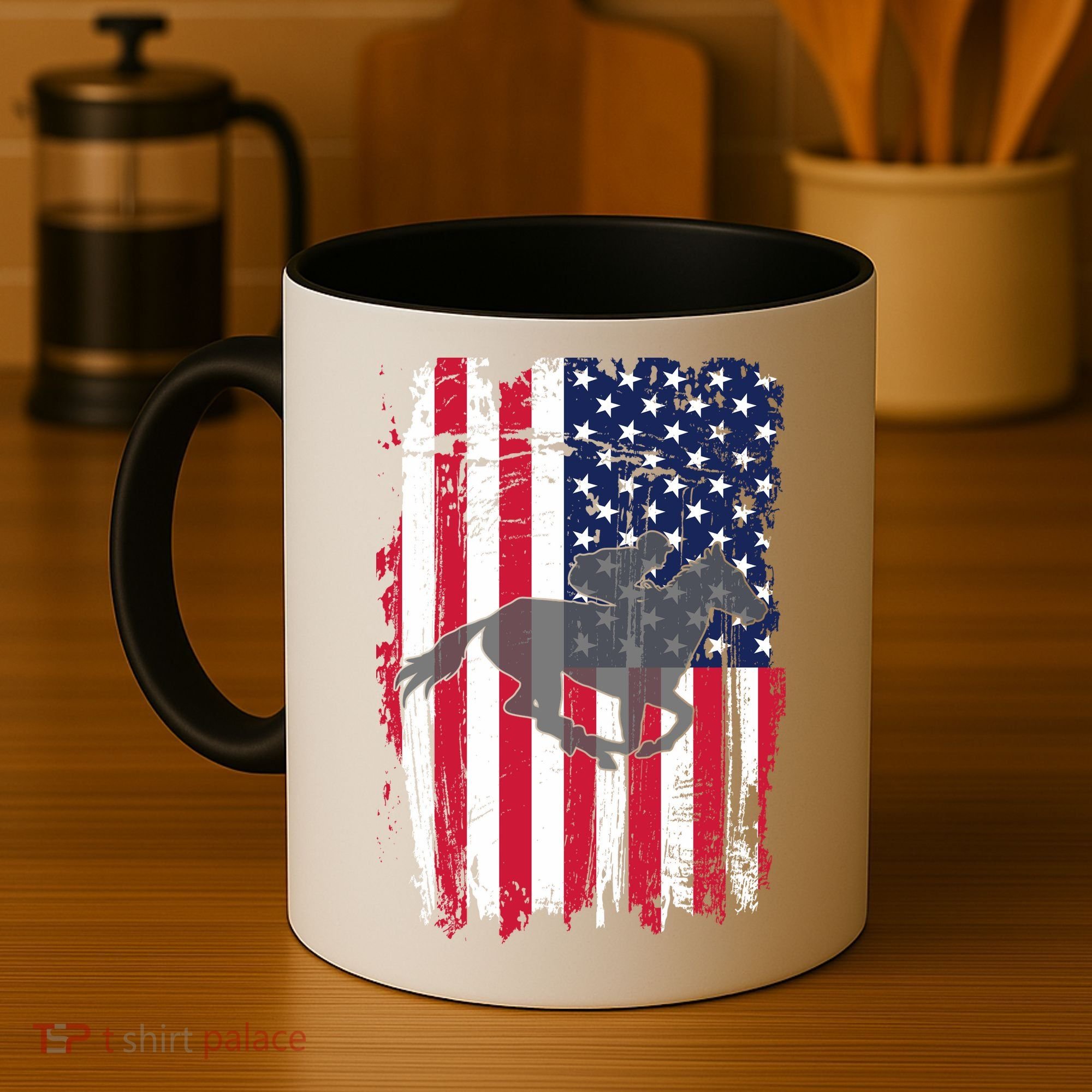 American Horse Racing Flag Coffee Mug