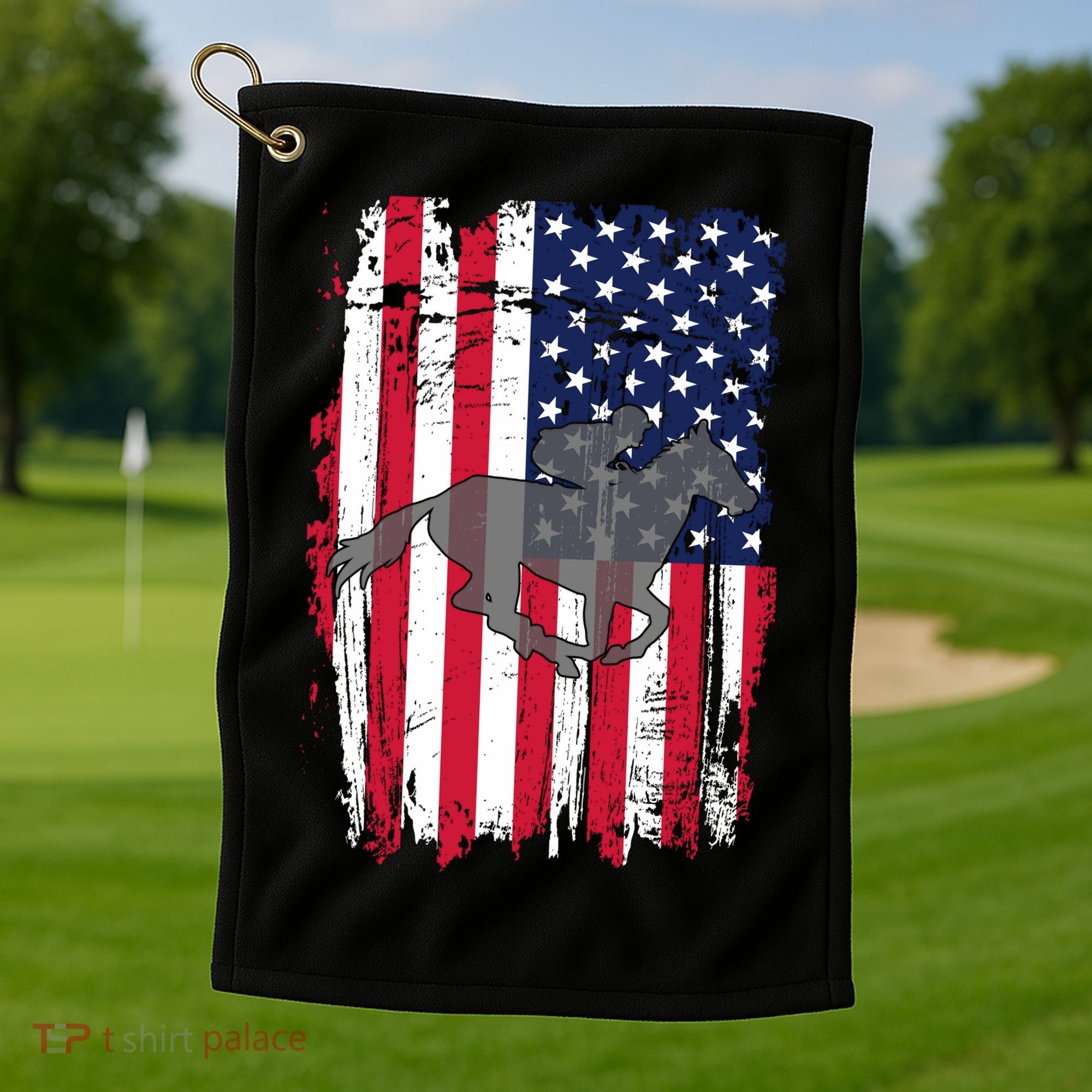 American Horse Racing Flag Golf Towel