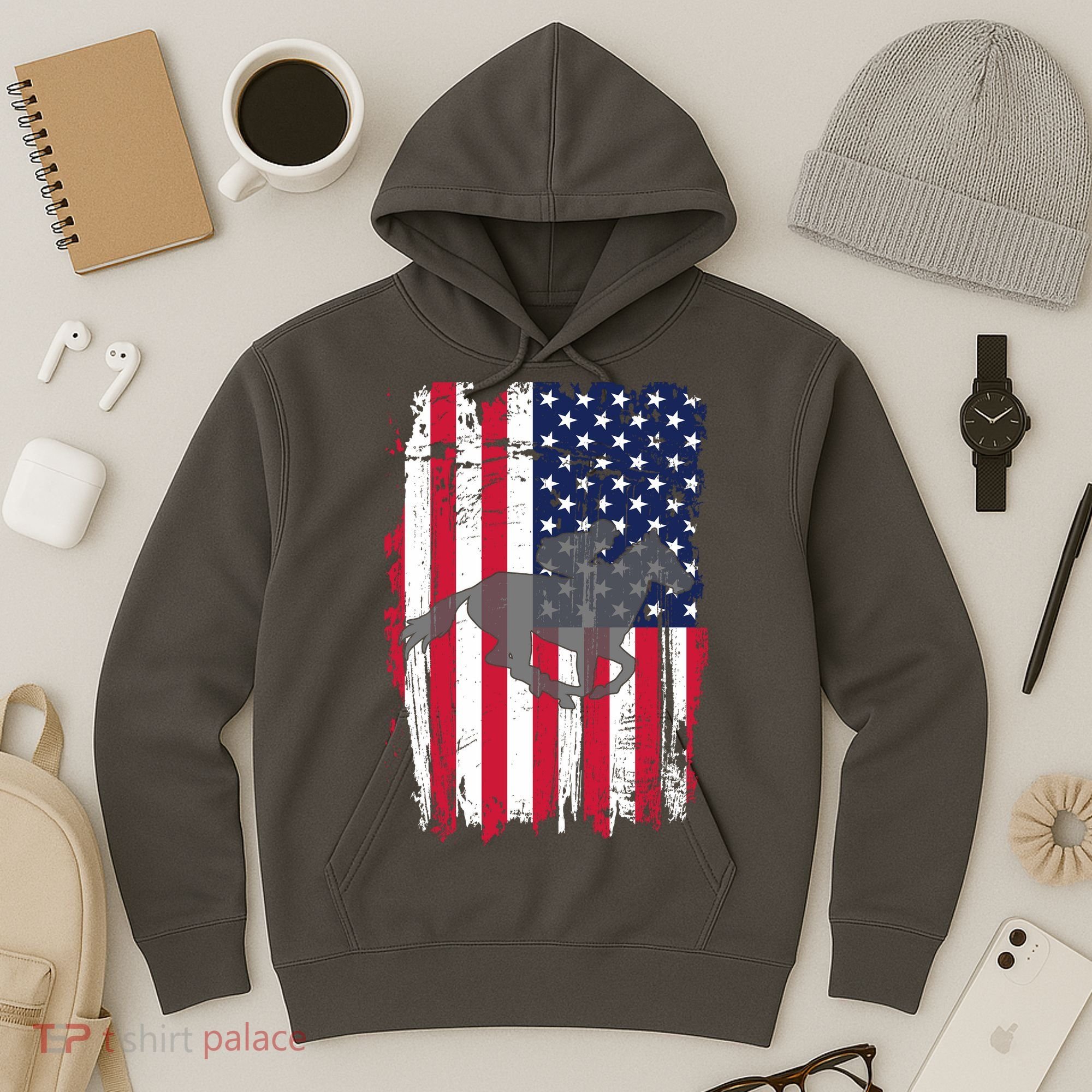 American Horse Racing Flag Hoodie