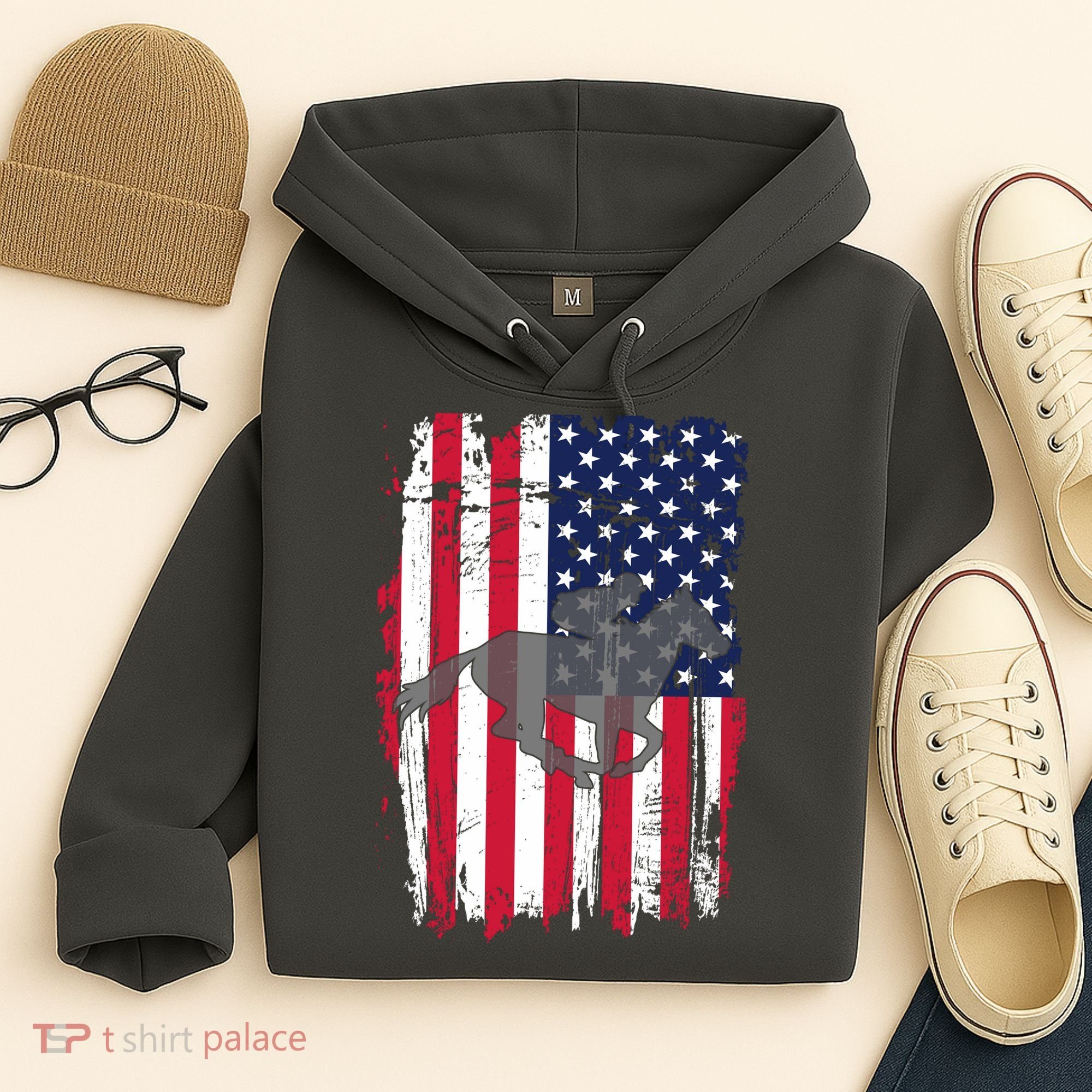 American Horse Racing Flag Hoodie