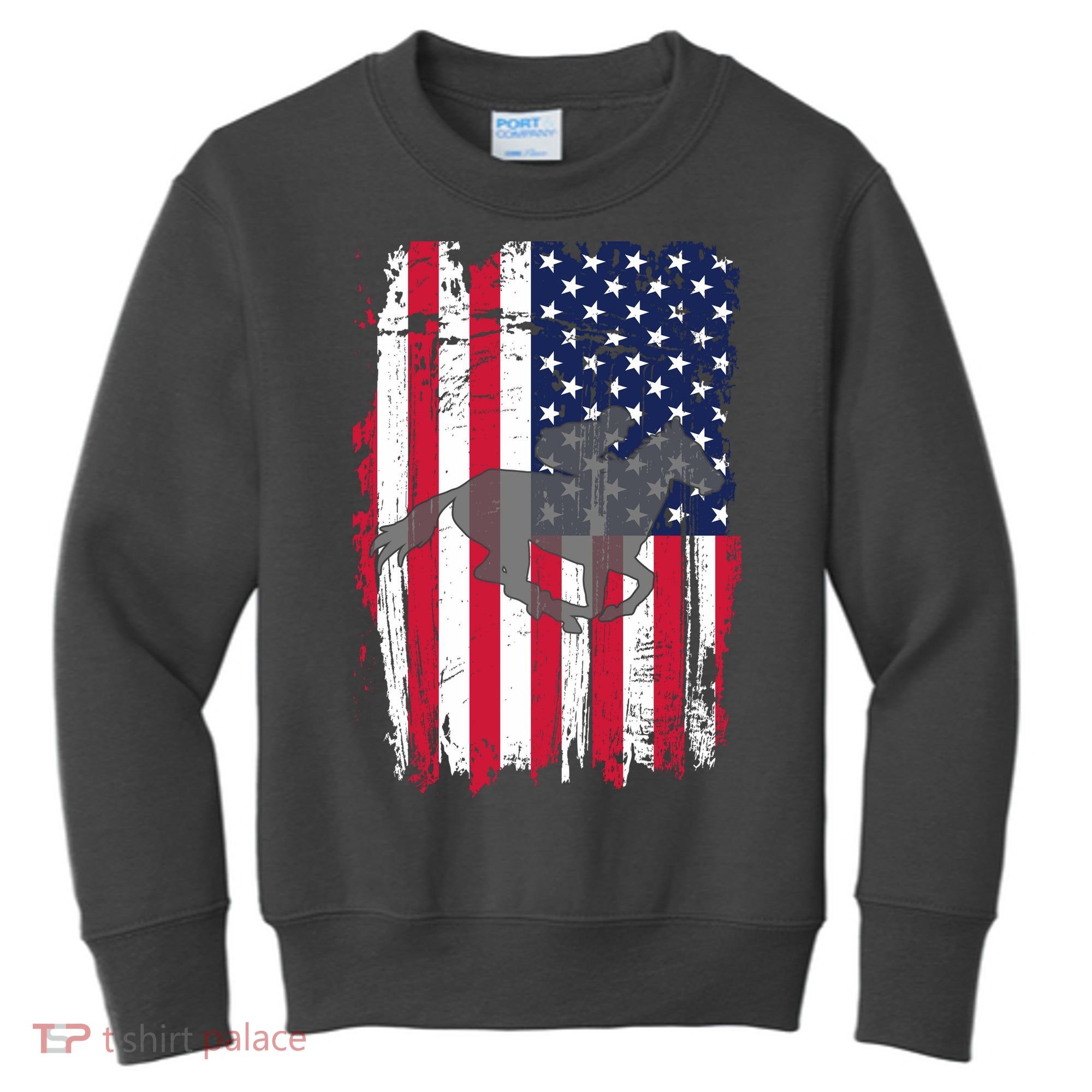 American Horse Racing Flag Kids Sweatshirt