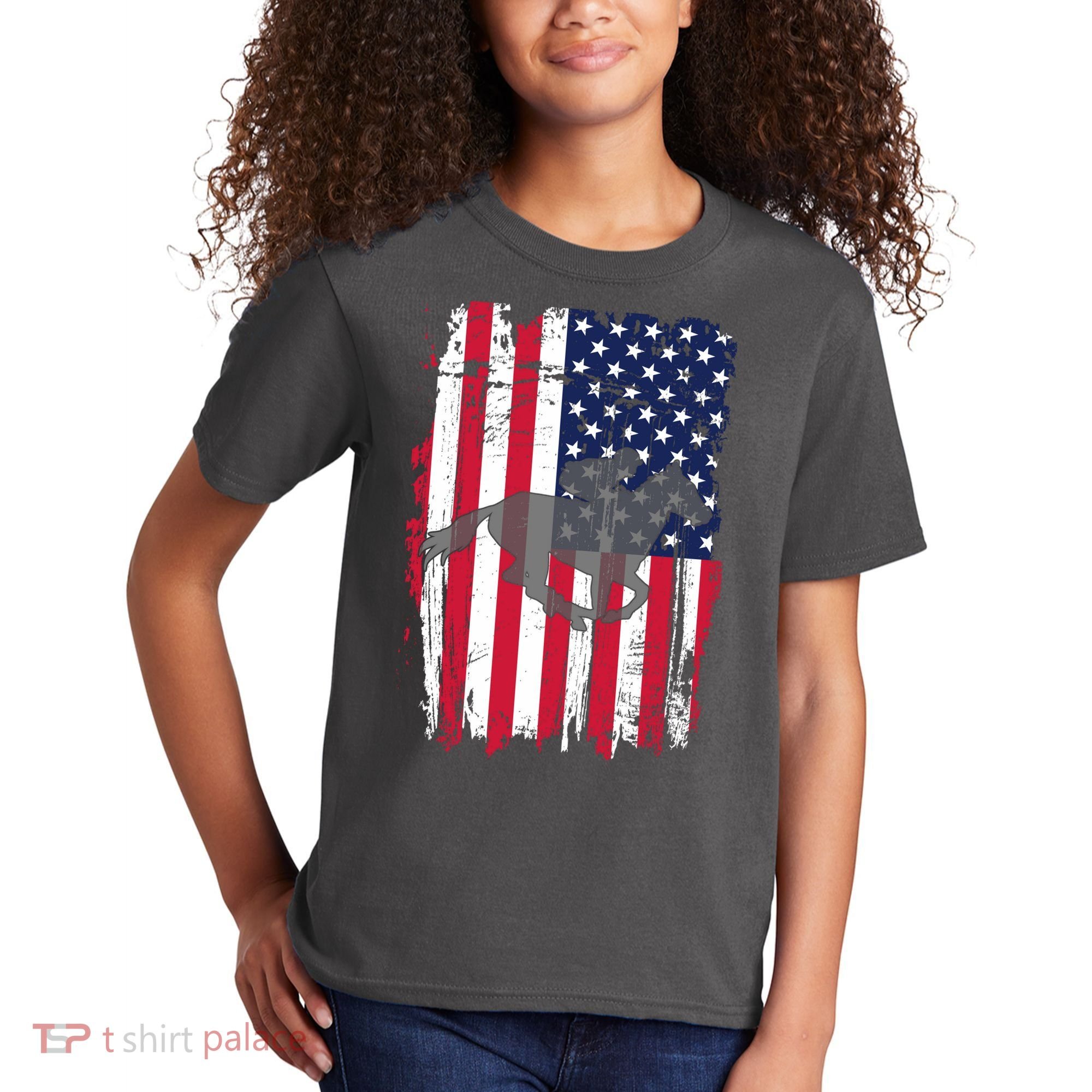 American Horse Racing Flag Kids T-Shirt