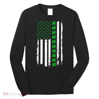 American Irish Clover Flag St. Patrick's Day  Long Sleeve Shirt