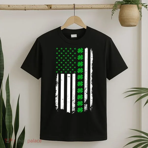 American Irish Clover Flag St. Patrick's Day  T-Shirt