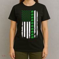 American Irish Clover Flag St. Patrick's Day  T-Shirt thumb 4