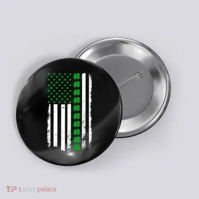 American Irish Clover Flag St. Patrick's Day  Button