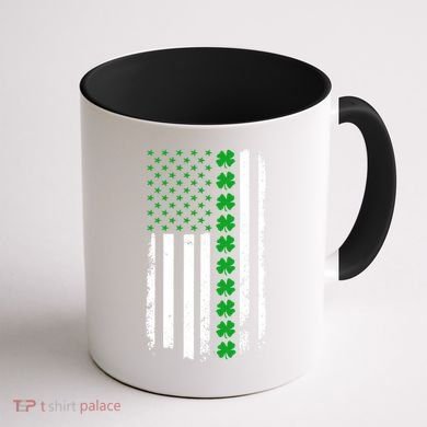 American Irish Clover Flag St. Patrick's Day  Coffee Mug back