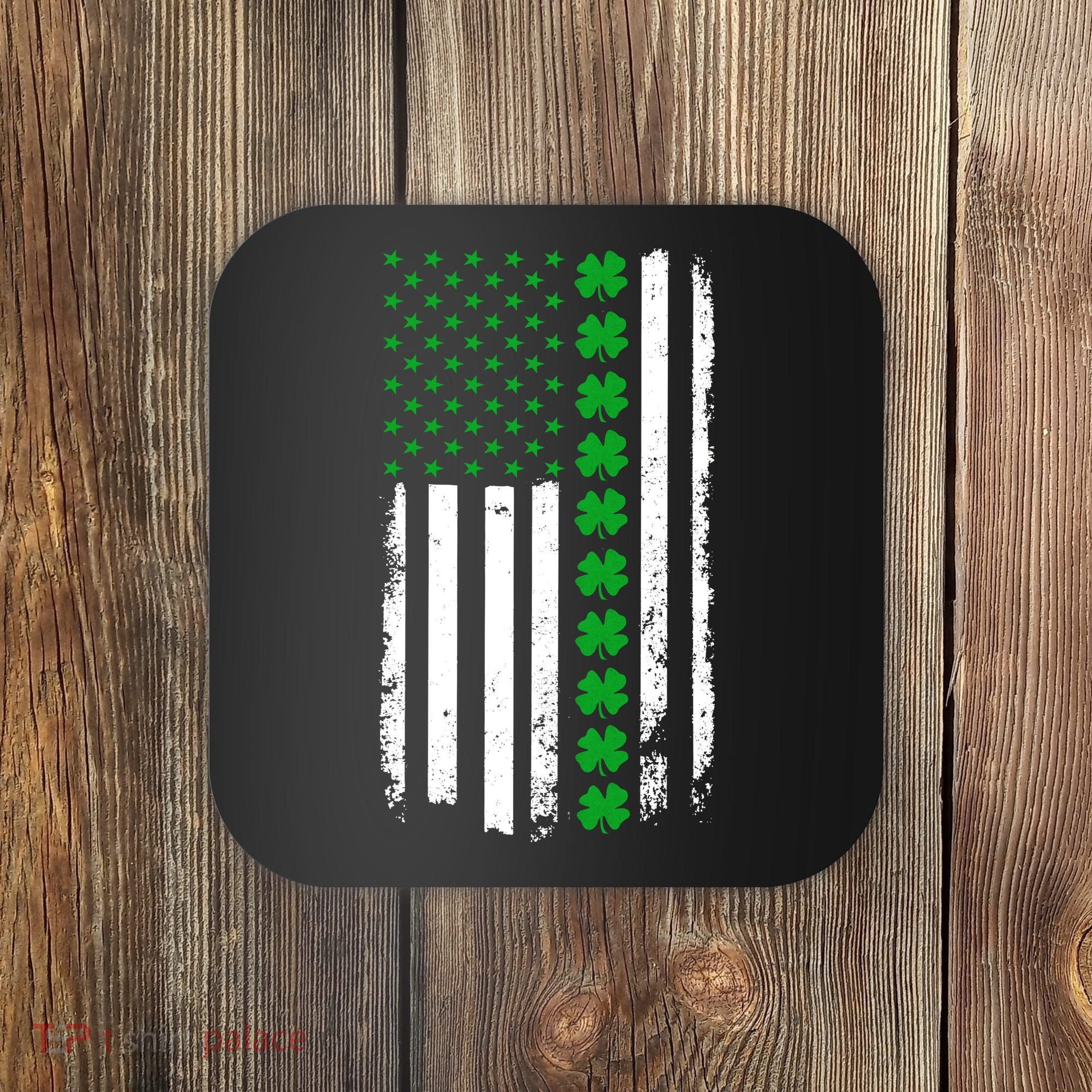 American Irish Clover Flag St. Patrick's Day  Coaster