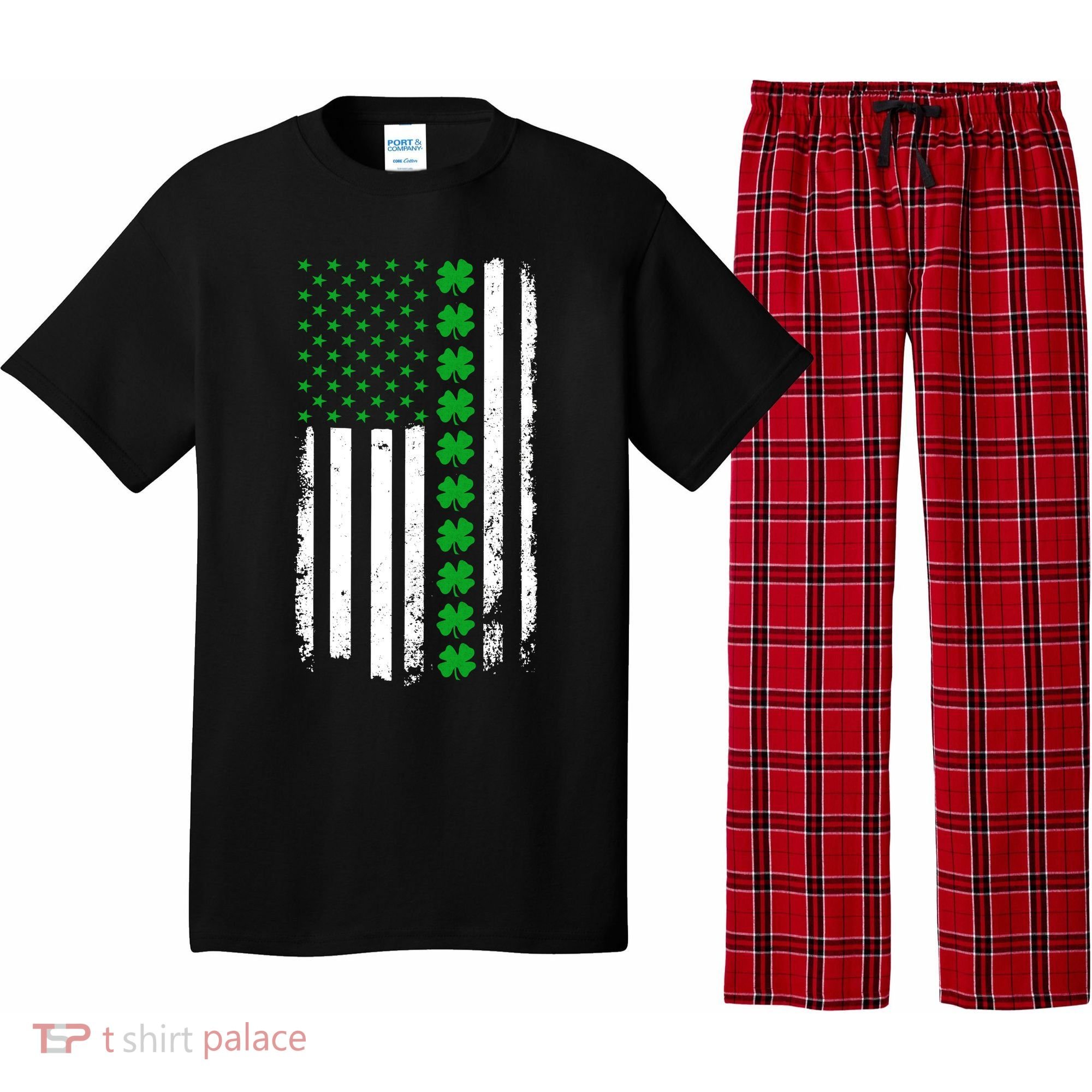 American Irish Clover Flag St. Patrick's Day  Pajama Set
