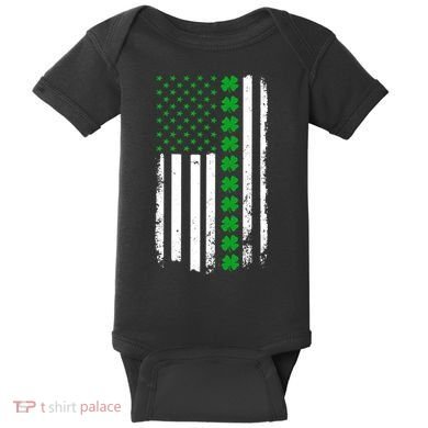 American Irish Clover Flag St. Patrick's Day  Baby Bodysuit