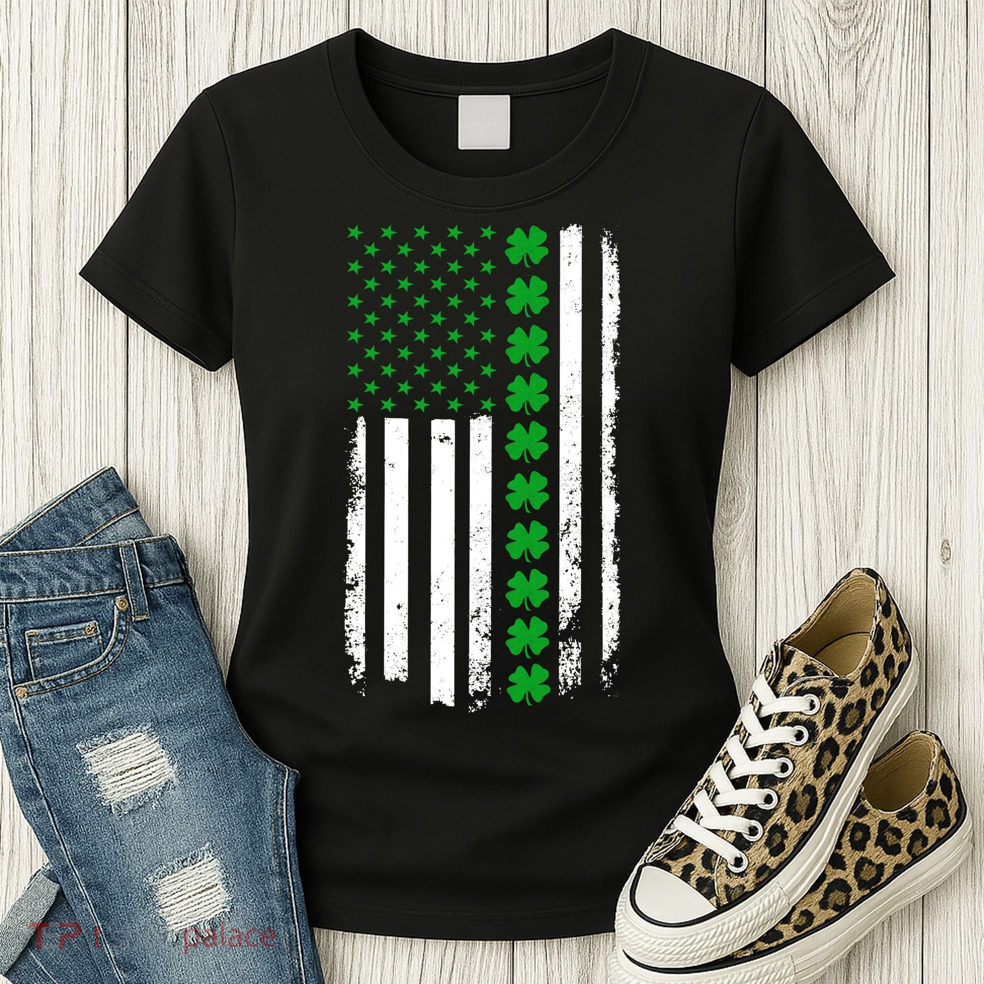 American Irish Clover Flag St. Patrick's Day  Women's T-Shirt