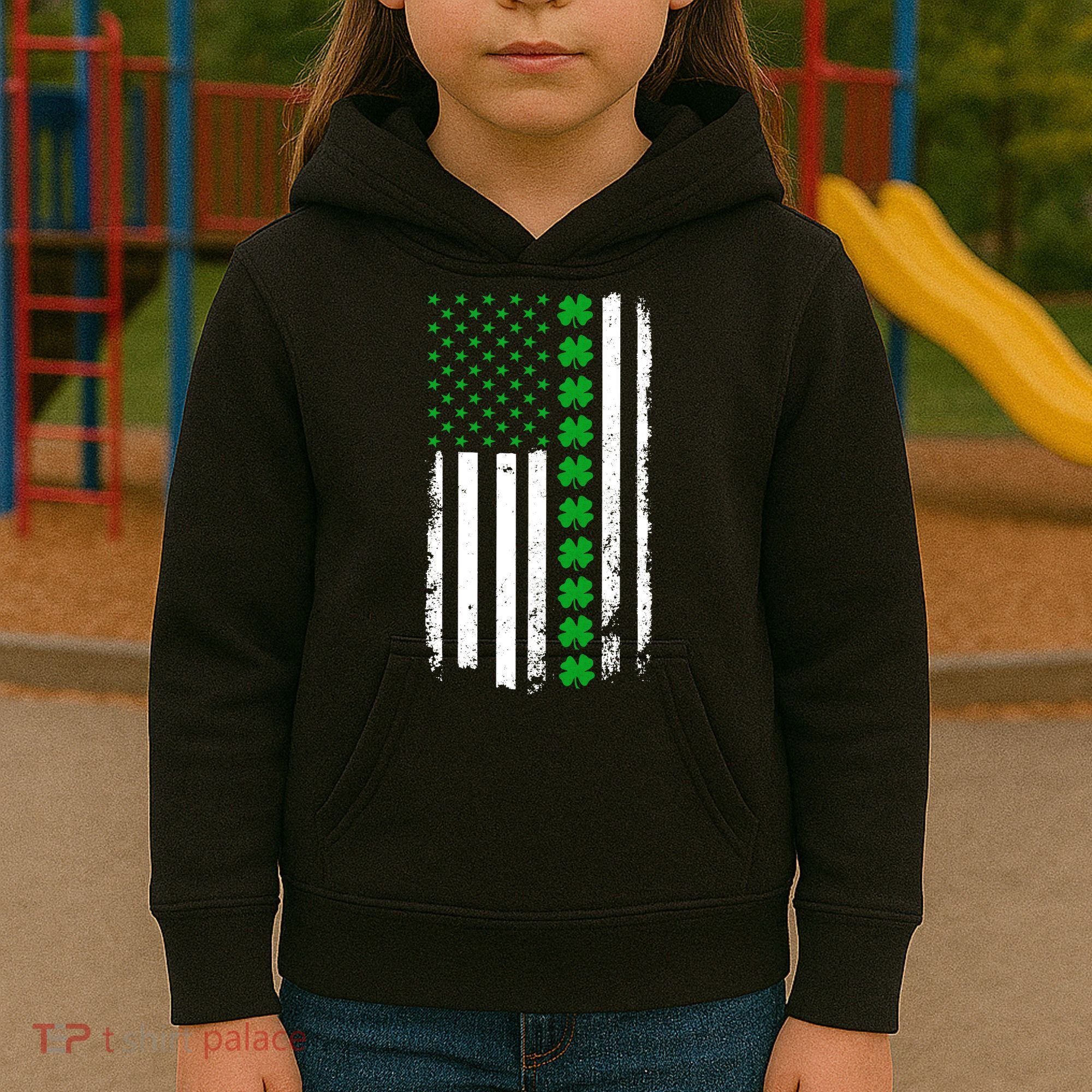 American Irish Clover Flag St. Patrick's Day  Kids Hoodie